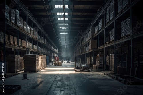 Inside a well organised warehouse