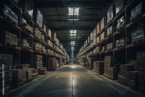 Inside a well organised warehouse