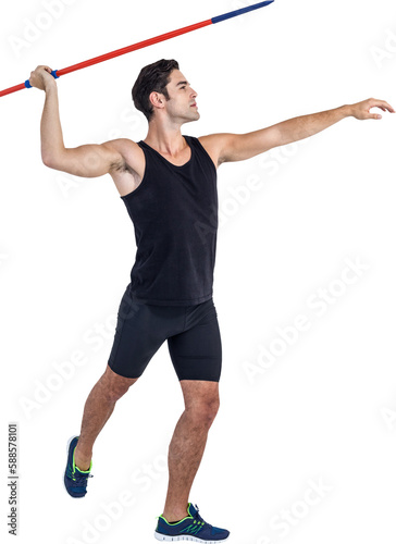 Male Athlete throwing javelin