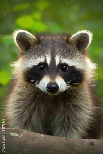 portrait of a raccoon, photo of raccoon outdoors in nature