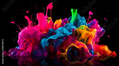 Neon Colors Fluorescent Liquid Splash