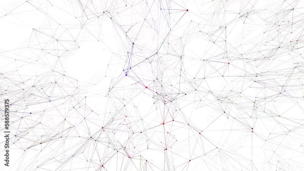 A graphic net. Multicoloured plexus on a white background. Seamless loop. A graphic net. Multicoloured plexus on a white background. Seamless loop.