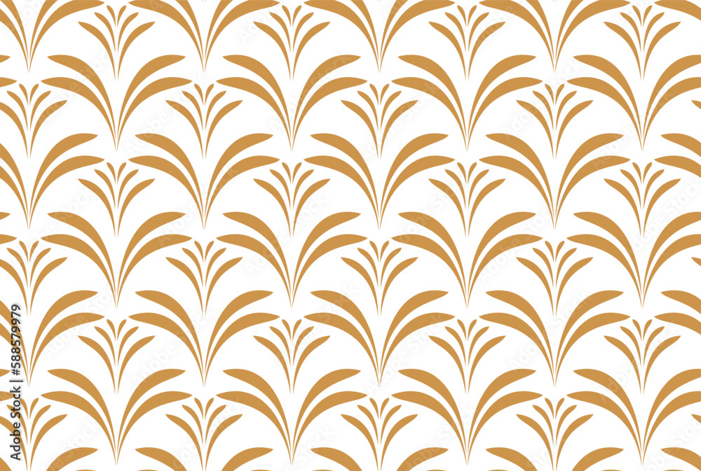 Flower geometric pattern. Seamless vector background. White and gold ornament Flower geometric pattern. Seamless vector background. White and gold ornament