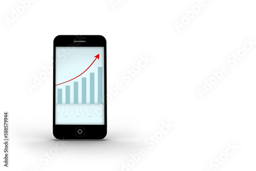 Arrows and barchart on smartphone screen