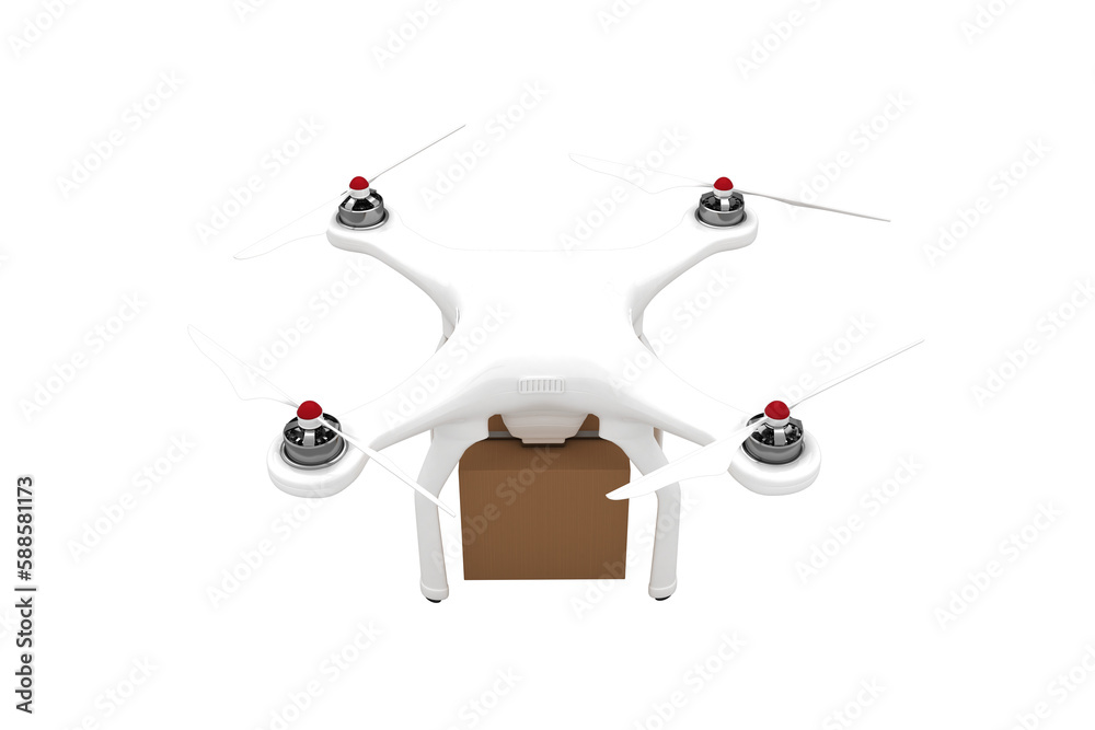 Graphic image of drone with brown box 