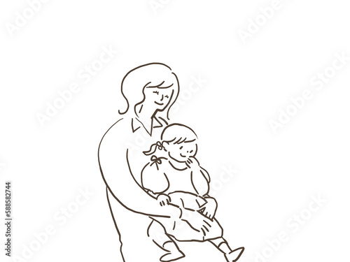 Wallpaper Mural 小さいこどもを抱きしめる女性、お母さん、母親、（線画）
￼ Torontodigital.ca