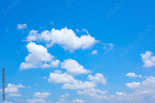 Panorama of a blue sky with lots of clouds and bright sunlight. clear sky