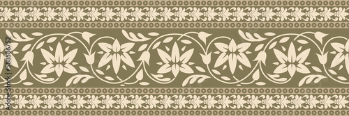 Ethnic pattern. Bandana Print. Silk neck scarf or kerchief. Design for Saree, Patola, Sari, Dupatta, textile. Tile patterns. Aztec style. Floral vintage. Bohemian Indian motif style. Clothing. Vector.