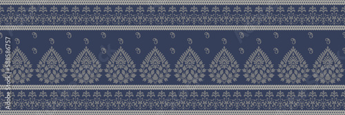 Ethnic pattern. Bandana Print. Silk neck scarf or kerchief. Design for Saree, Patola, Sari, Dupatta, textile. Tile patterns. Aztec style. Floral vintage. Bohemian Indian motif style. Clothing. Vector.