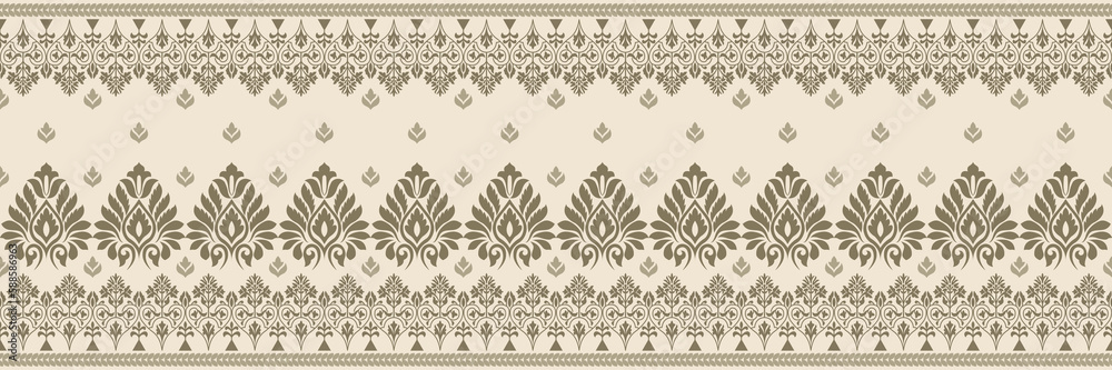 Ethnic pattern. Bandana Print. Silk neck scarf or kerchief. Design for Saree, Patola, Sari, Dupatta, textile. Tile patterns. Aztec style. Floral vintage. Bohemian Indian motif style. Clothing. Vector.