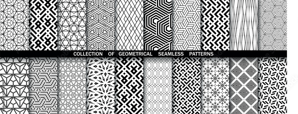 Geometric set of seamless black and white patterns. Simpless vector graphics Geometric set of seamless black and white patterns. Simpless vector graphics