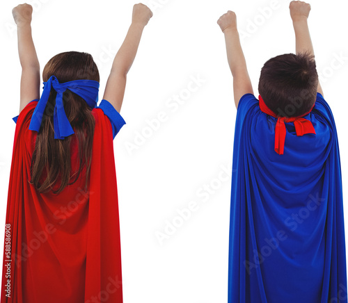 Masked kids pretending to be superheroes