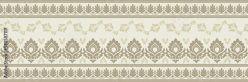 Ethnic pattern. Bandana Print. Silk neck scarf or kerchief. Design for Saree, Patola, Sari, Dupatta, textile. Tile patterns. Aztec style. Floral vintage. Bohemian Indian motif style. Clothing. Vector.