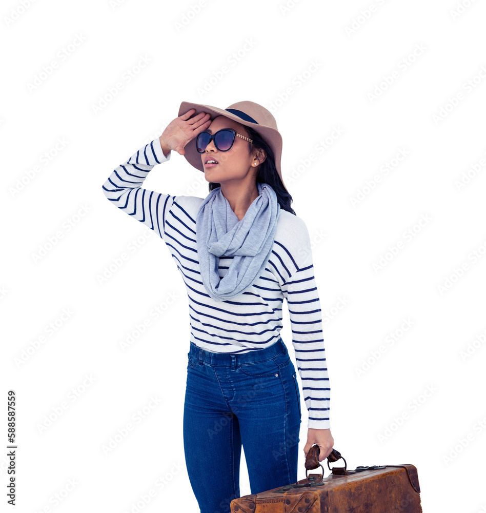 Young woman looking away while saluting Young woman looking away while saluting