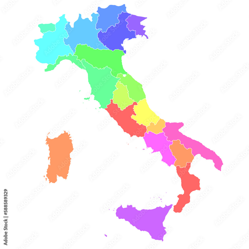 イタリア　地図　カラフル　アイコン