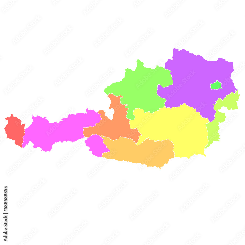 オーストリア　地図　カラフル　アイコン