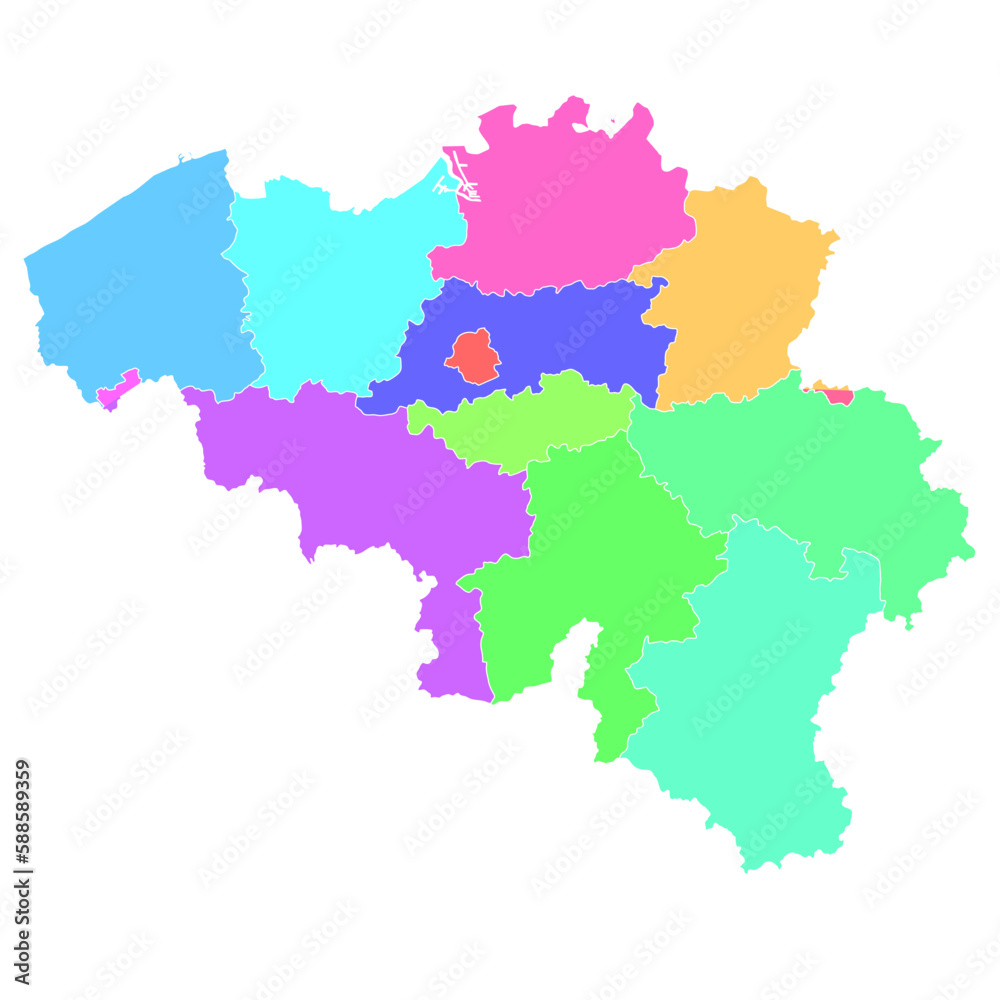 ベルギー　地図　カラフル　アイコン