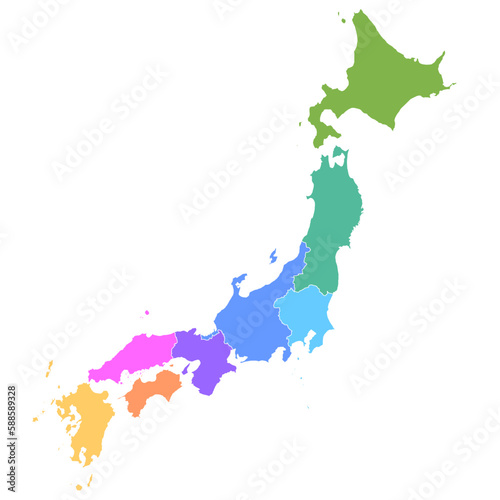 日本 地図 カラフル アイコン
