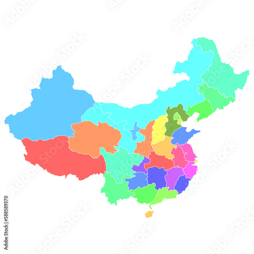 中国 地図 カラフル アイコン