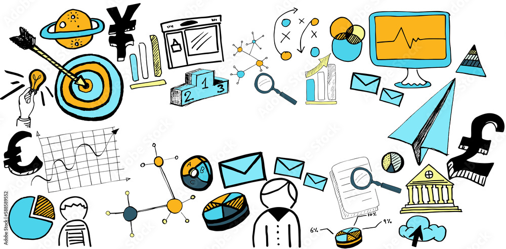 Graphic image of various colorful icons Graphic image of various colorful icons