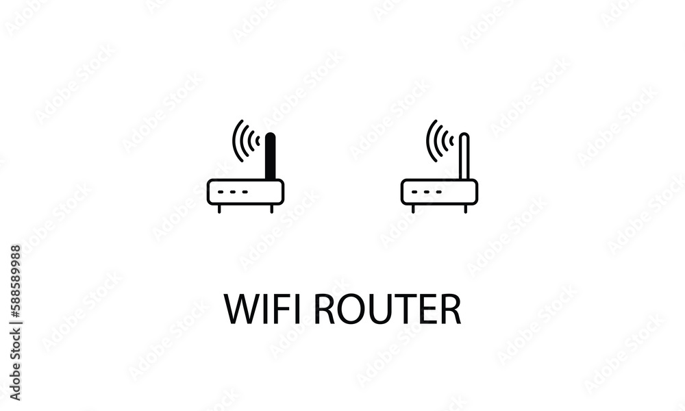 Wifi router icons with 2 styles outline icon, glyph icon, vector stock Wifi router icons with 2 styles outline icon, glyph icon, vector stock