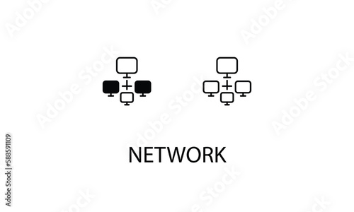 Network icons with 2 styles outline icon, glyph icon, vector stock