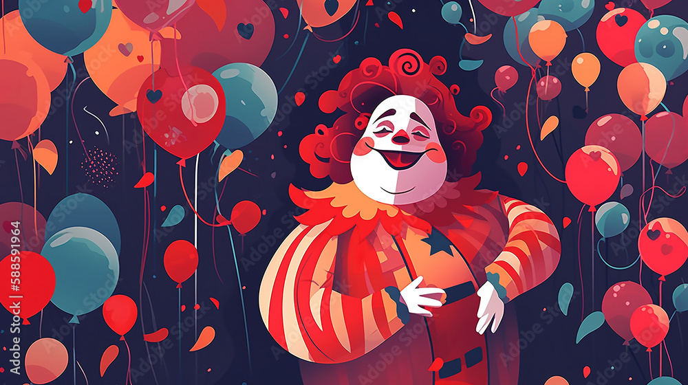 laughing clown cartoon, generative AI Technology Stock Illustration ...