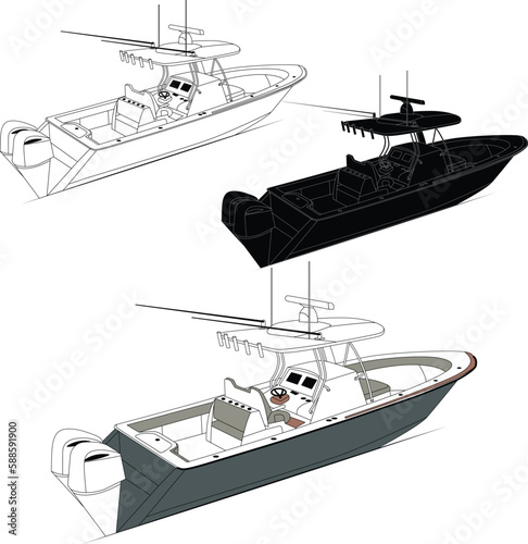 Fishing boat vector graphic, best fishing boat vector Fishing Boat Illustration Printable Vector Design.