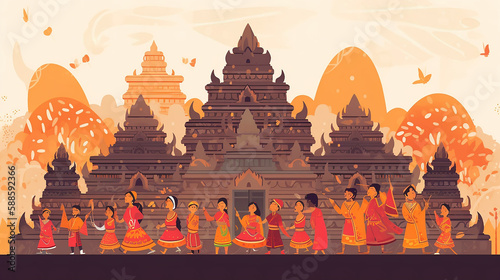 indonesia tample illustration, generated AI Technology photo