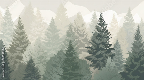 seamless pattern featuring foggy forest  generated AI technology
