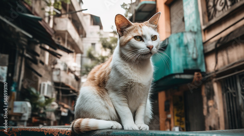 cats in urban environments, generated ai technology © Ydhimas