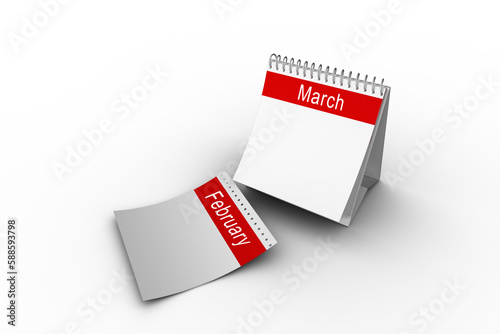 Blank page with March on calendar