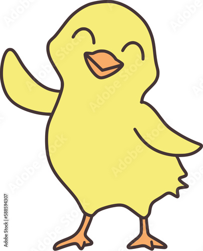 Easter Day Chicken Hand Drawn Flat Illustration