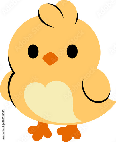 Easter Day Chicken Hand Drawn Flat Illustration