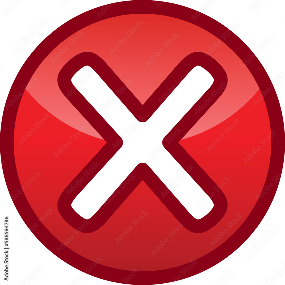 Cross Red Icon - Amazing vector rounded icon suitable for game asset, animation, app, sign, sticker, children book, x sign, wrong, declined or exit button and illustration in general - Vector Icon Cross Red Icon - Amazing vector rounded icon suitable for game asset, animation, app, sign, sticker, children book, x sign, wrong, declined or exit button and illustration in general - Vector Icon