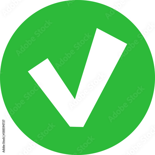 Correct Green Icon - Amazing vector rounded icon suitable for game assets, animation, app, sign, sticker, children book, accepted or approved button and illustration in general - Vector Icon