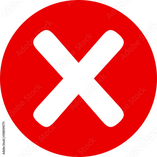 Cross Red Icon - Amazing vector rounded icon suitable for game asset, animation, app, sign, sticker, children book, x sign, wrong, declined or exit button and illustration in general - Vector Icon