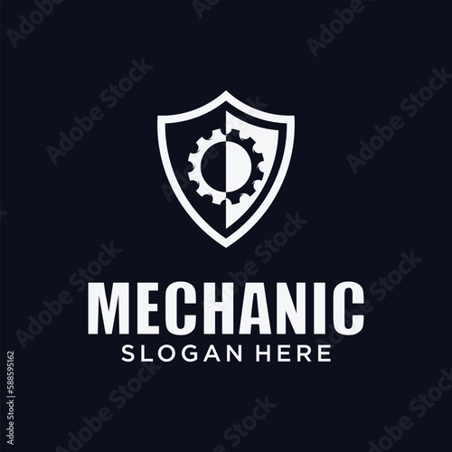 Free Download Mechanical technology logo, gear and piston combination logo symbol. engine parts - GFXLoad