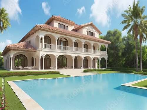 Luxurious villa with outdoo...