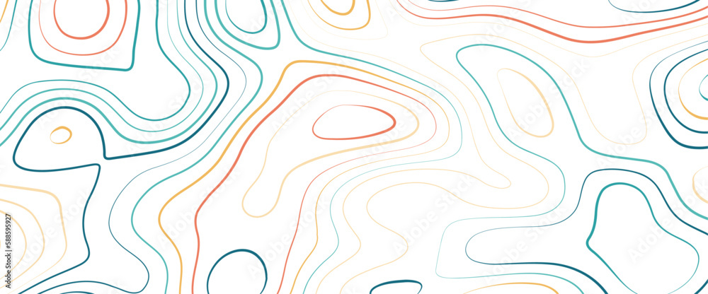 Colorful abstract topography contour waves lines