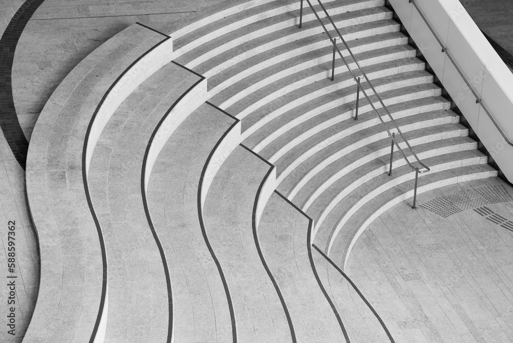 Stairway of modern architecture. Building abstract background