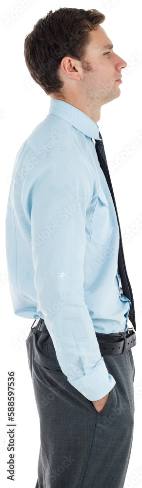 Serious businessman standing with hand in pocket Serious businessman standing with hand in pocket