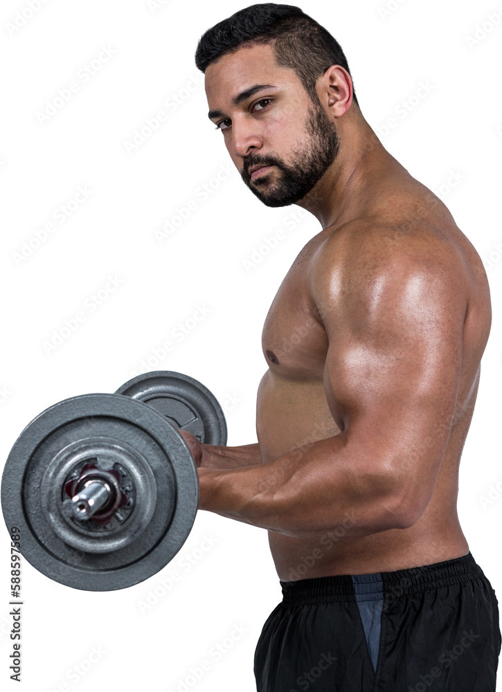 Muscular man lifting heavy barbell Muscular man lifting heavy barbell