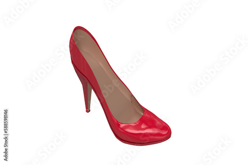 Red high heels shoe on white background
