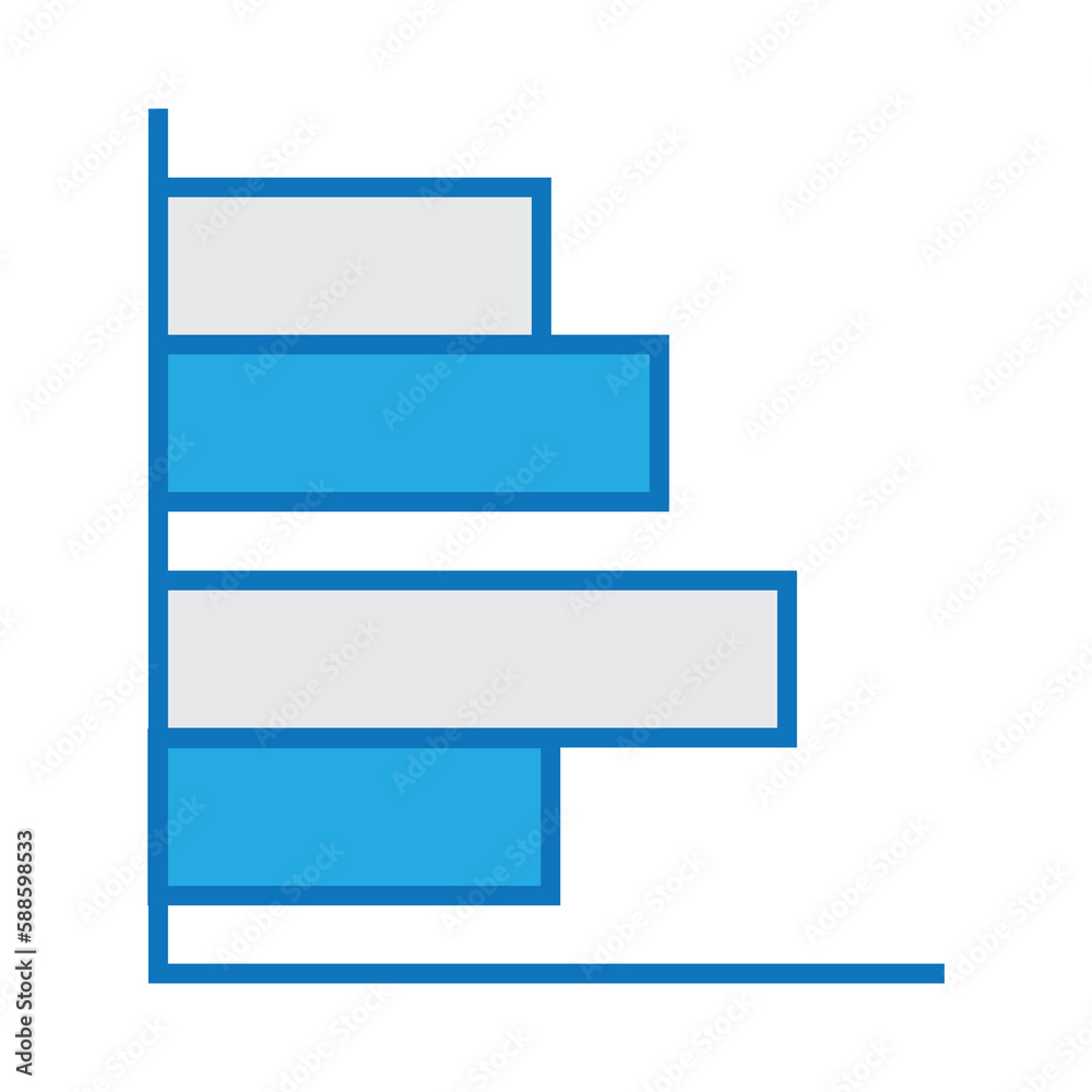Blue join bar graph on white background Blue join bar graph on white background