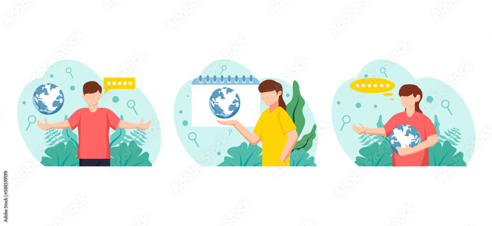 Earth Day Flat Bundle Design Illustration