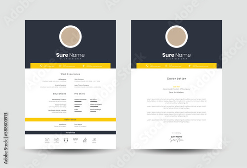 Resume or cv with cover letter design template