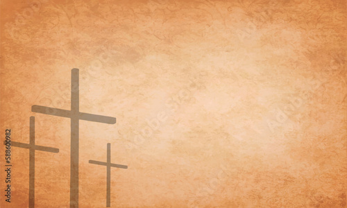 Christian crosses. Doodle sketch illustration on brown grunge background