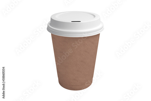 Brown cup over white background