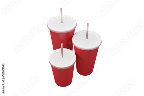 Red cups over white background